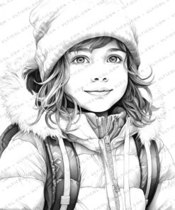 Winter Fashion Grayscale Coloring Pages