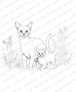 Cat Grayscale Coloring Pages