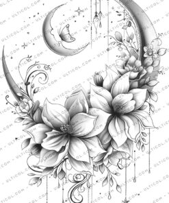 Floral Moon Coloring