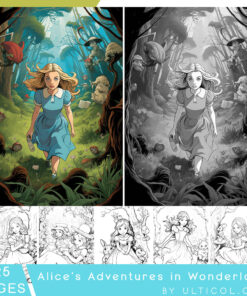 25 Alice in Wonderland Grayscale Coloring Pages