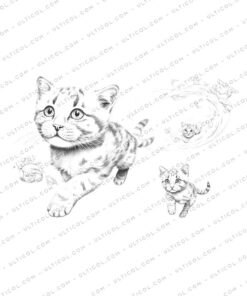 Cat Grayscale Coloring Pages