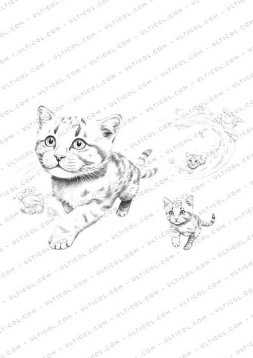 Cat Grayscale Coloring Pages