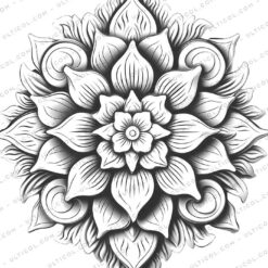 Mandala Coloring Page Book, Adults + Kids - Instant Download Grayscale Coloring Page