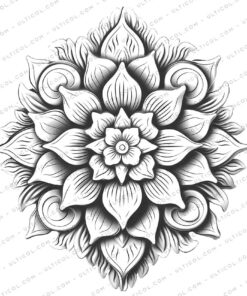 Mandala Coloring Page Book, Adults + Kids - Instant Download Grayscale Coloring Page