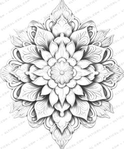 Mandala Coloring Page Book, Adults + Kids - Instant Download Grayscale Coloring Page