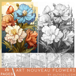 Art Nouveau Flowers Coloring