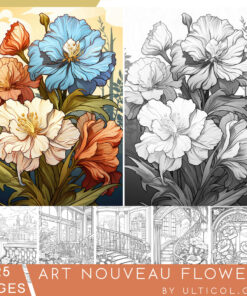 Art Nouveau Flowers Coloring