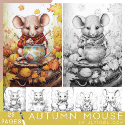 Autumn Mouse Coloring Book for Adults