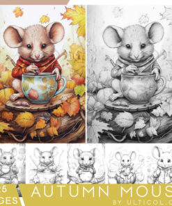 Autumn Mouse Coloring Book for Adults