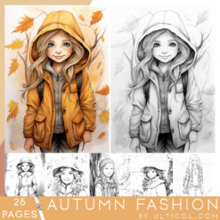 Autumn Fashion Grayscale Coloring Pages