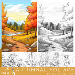 Autumnal Grayscale Coloring Pages
