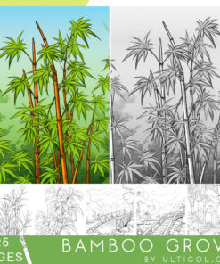 Bamboo Grove Grayscale Coloring Pages