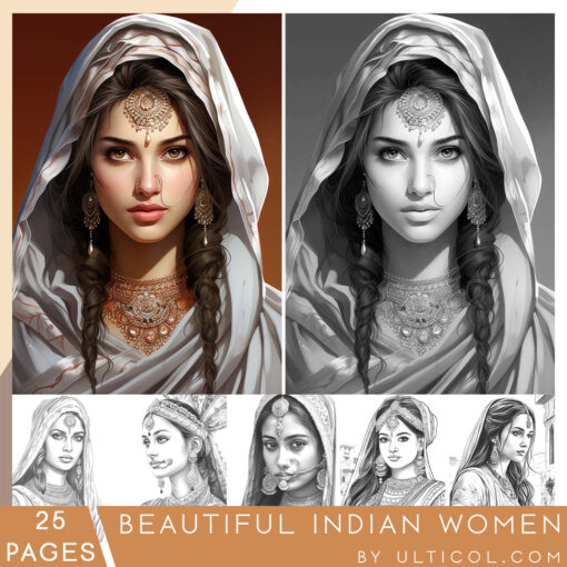 Beautiful Indian Women Coloring