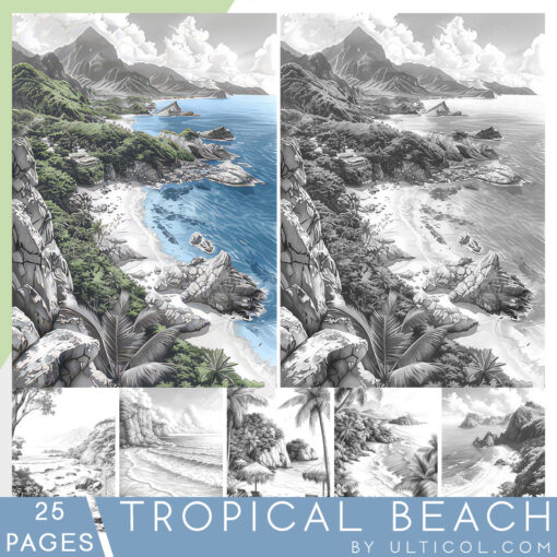 Beautiful Tropical Beaches Coloring