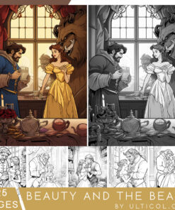 Beauty and the Beast Grayscale Coloring Pages