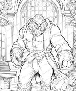 Beauty and the Beast Grayscale Coloring Pages