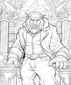 Beauty and the Beast Grayscale Coloring Pages
