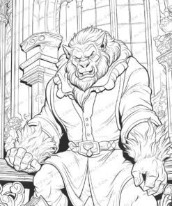 Beauty and the Beast Grayscale Coloring Pages