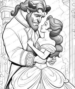 Beauty and the Beast Grayscale Coloring Pages