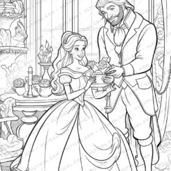 Beauty and the Beast Grayscale Coloring Pages