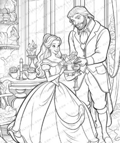 Beauty and the Beast Grayscale Coloring Pages