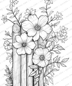 Blooming Flowers Grayscale Coloring Pages