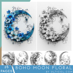 Floral Moon Coloring