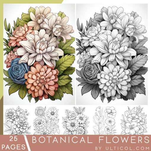 Botanical Flowers Coloring