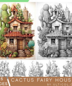 Cactus Fairy Houses Coloring Book