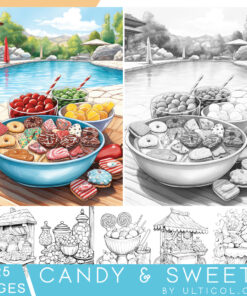 Sweets Grayscale Coloring Pages