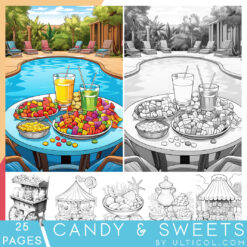 Candy Grayscale Coloring Pages