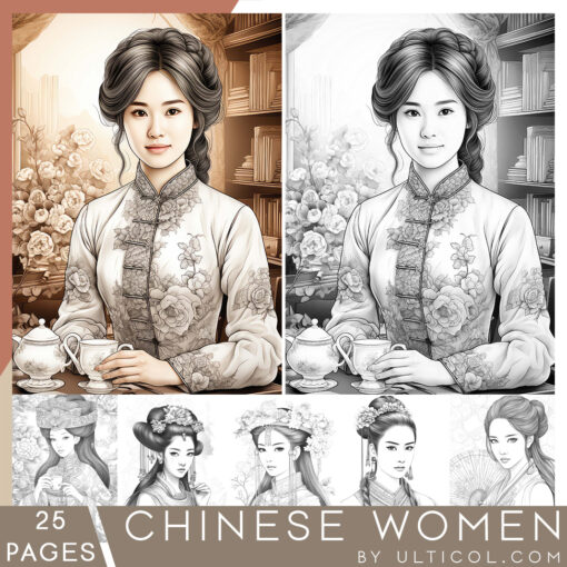 Beautiful Chinese Women Coloring