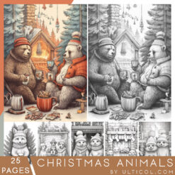 Christmas Animals Coloring Book, Adults & Kids Coloring