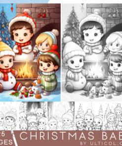 Christmas Baby Grayscale Coloring Pages