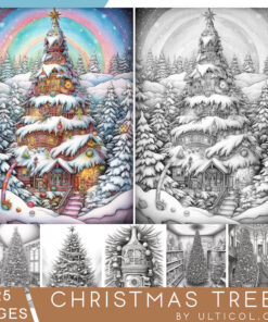 Christmas Trees Coloring Book, Adults & Kids Coloring Pages