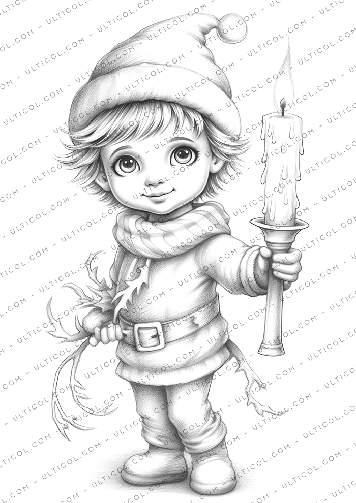 Christmas Elves Coloring Pages