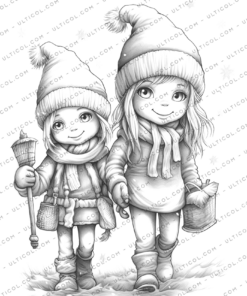 Christmas Elves Coloring Pages