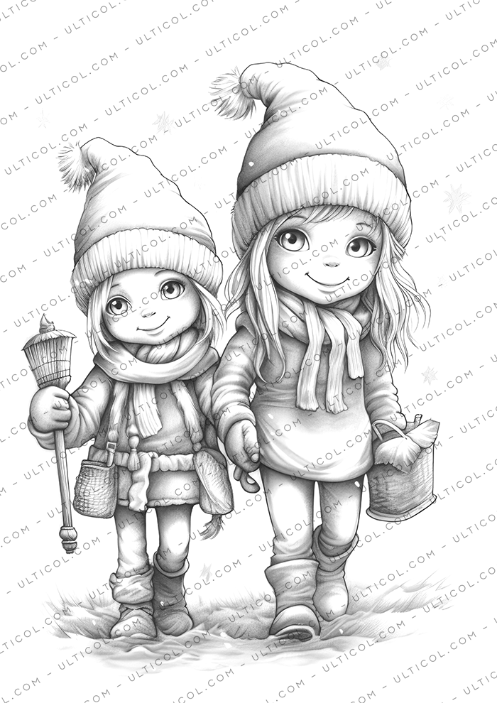 Christmas Elves Coloring Pages