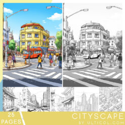 Cityscape Grayscale Coloring Pages