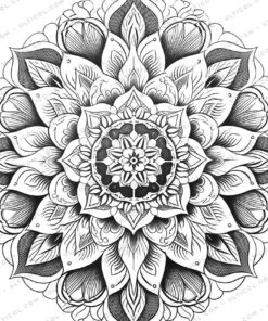 Mandala Coloring Page Book, Adults + Kids - Instant Download Grayscale Coloring Page