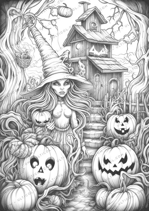 Witch House Coloring Pages for Adults