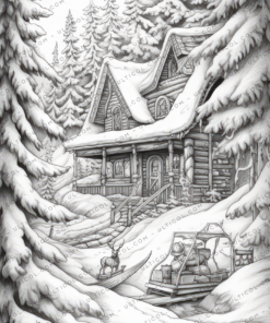 Christmas Scene Coloring Book, Adults & Kids Coloring Pages