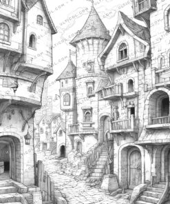 Fantasy Village Coloring