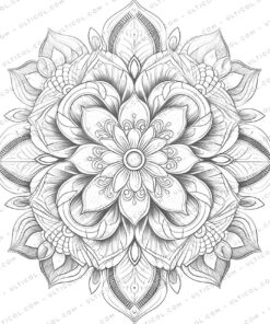 Mandala Coloring Page Book, Adults + Kids - Instant Download Grayscale Coloring Page