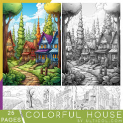 Colorful House Grayscale Coloring Pages