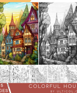 Colorful House Grayscale Coloring Pages