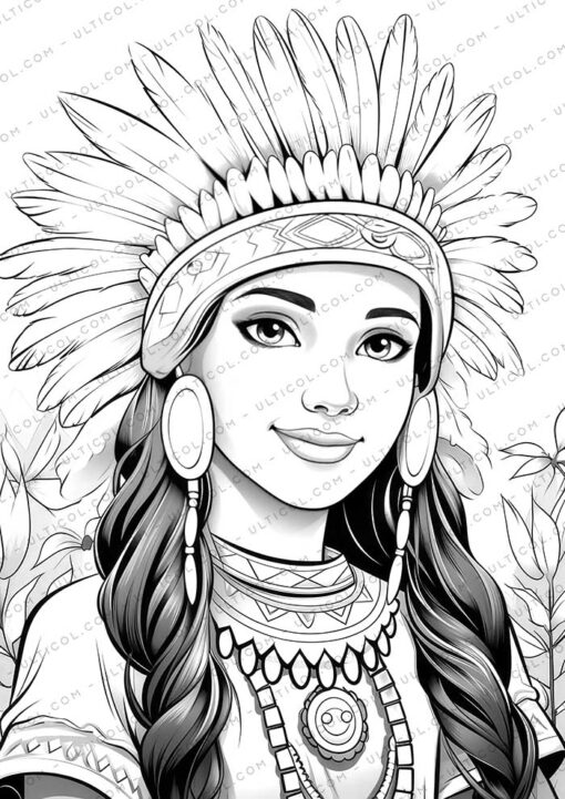 Native American Grayscale Coloring Pages