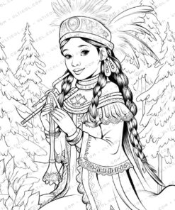 Native American Grayscale Coloring Pages
