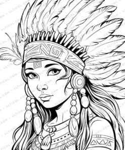 Native American Grayscale Coloring Pages