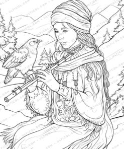 Native American Grayscale Coloring Pages